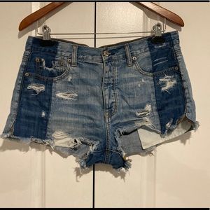 AEO Two-toned vintage hi-rise festival jean shorts